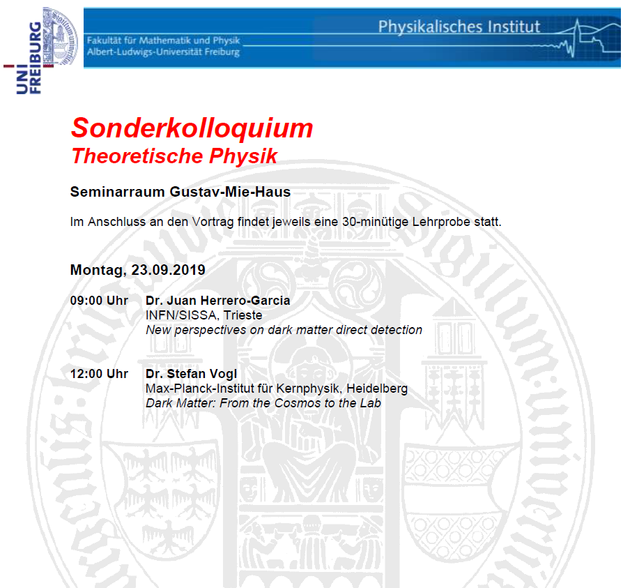 Sonderkolloquium: Theoretische Teilchenphysik, 23.09.2019